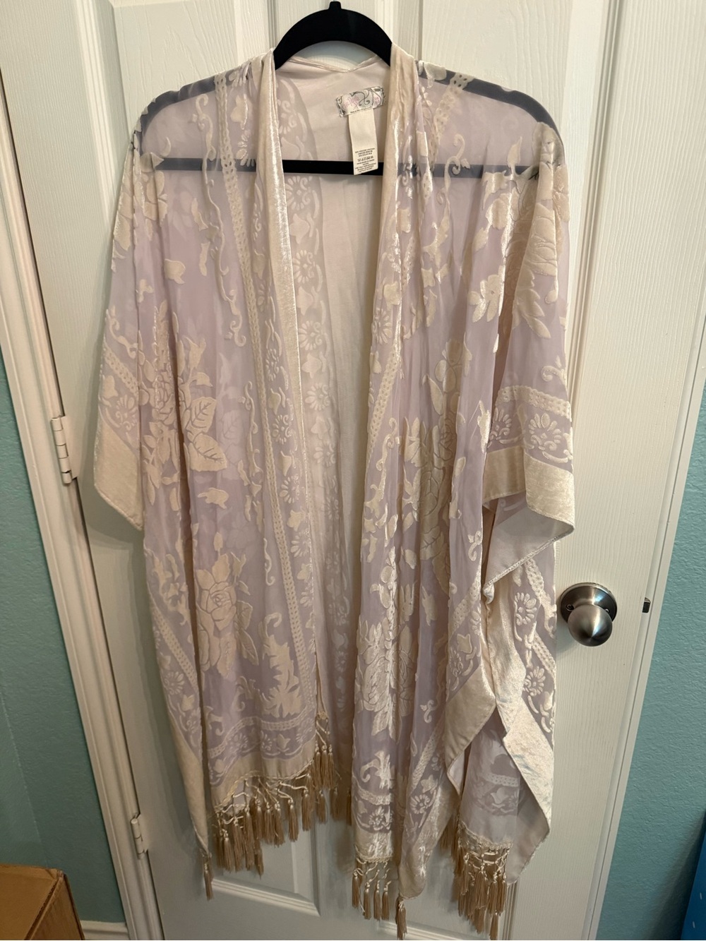 Light Lavender and Cream Kimono Shawl by Free People